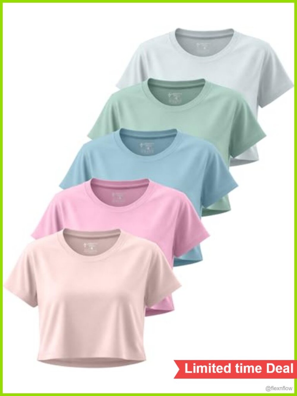 5 Pack Women's Active Crop Tops Boxy Cropped Dry Fit Workout Tees